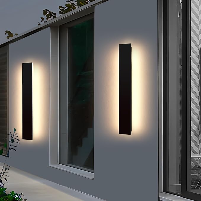 Mikeru 2 Pack Upgraded 31.4" Long LED Wall Sconce, 4.3" Wide IP65 Waterproof Outdoor Wall Lights, 3000K Warm White Exterior Lighting Fixtures for Front Porch, Garage, Basement & Patio