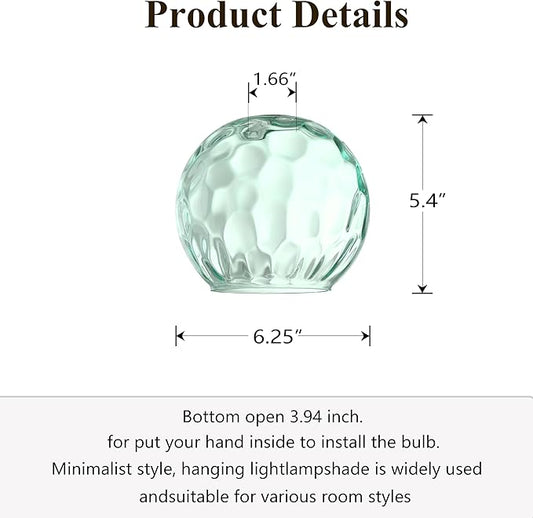 6.3 Inch Replacement Hammer Green Glass Lamp Shade Light Fixture for 3 Pack Replacement Wall Sconce Pendant Light Ceiling Light Chandelier Shade,Factory Outlet