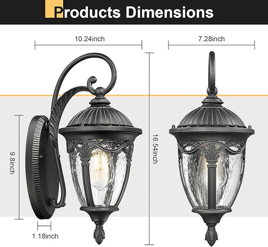 Outdoor Wall Lantern, Outdoor Lights Fixtures Wall Mount with Seeded Glass, Exterior Porch Lights, Waterproof Outside Wall Sconce Lights E26 Anti-Rust for House Front Porch Patio Garage