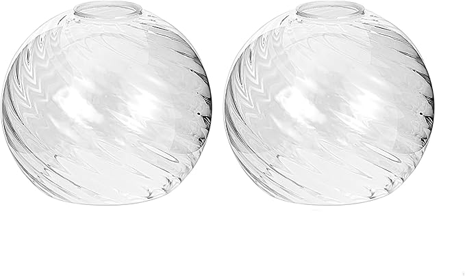 3 Pack Clear Striped Glass Shade Replacements, Globe Water Ripple Glass Lamp Shade Covers for Light Fixtures, 1.65 Inch Fitter Globes Lampshades for Wall Sconces Chandelier Pendant Lights
