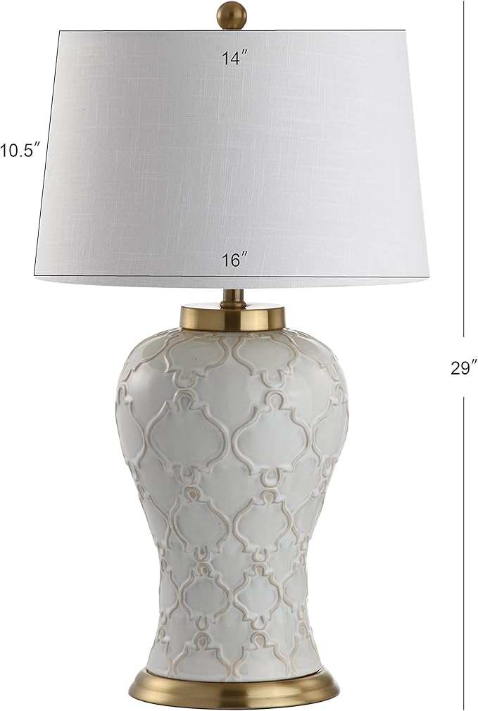 JONATHAN Y JYL4024A Arthur 29" Ceramic LED Table Lamp Traditional Transitional Bedside Desk Nightstand Lamp for Bedroom Living Room Office College Bookcase LED Bulb Included, Cream