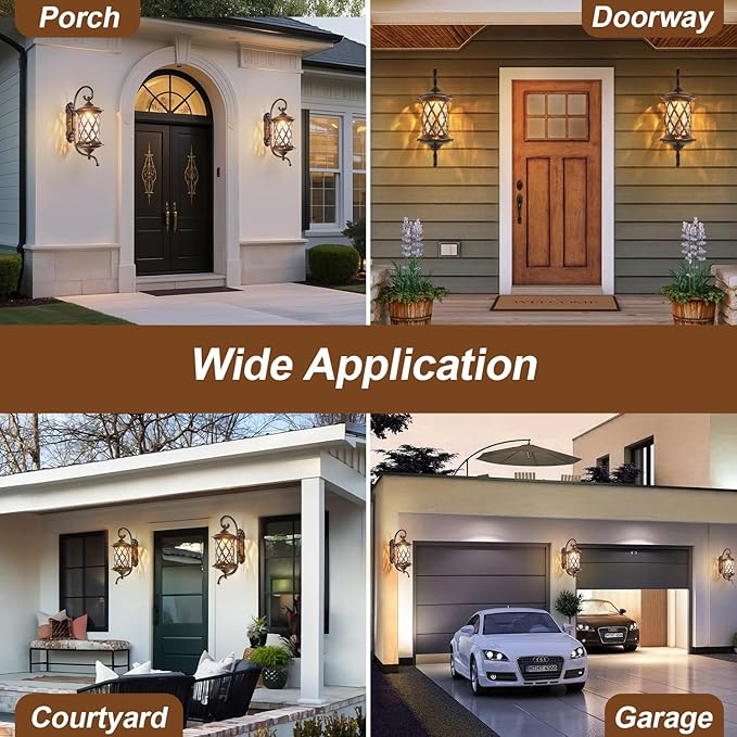 Oil Rubbed Bronze 24" Large Outdoor Coach Light Retro Exterior Waterproof Wall Lantern, Waterproof Aluminum Patio Sconce Light Brown Wall Mount Lamps with Water Glass for Garage, Front Door Garden