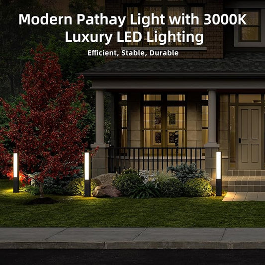 Modern Landscape Path Light,40 Inch Aluminum Pathway Bollard Lights Outdoor High Voltage Wired Garden Floor Lamp IP65 Waterproof LED 3000K Luxury Lighting for Patio Walkway Driveway Yard Decoration