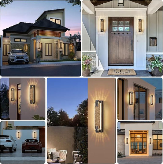 camuucci Dusk to Dawn Outdoor Light,19.7 Inches LED Porch Lights Outdoor Waterproof Modern Outside Sconce Wall Mount for Doorway Hallway Porch Patio Yard Doorway Bronze