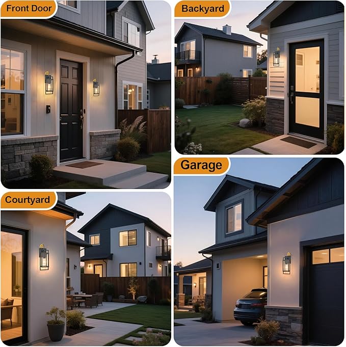 ALVIME Dusk to Dawn Outdoor Wall Lantern, 13 Inch Exterior Light Fixtures, Waterproof Exterior Wall Sconce Lights for House Entryway, Front Door, Patio, Garage, E26 Base&High Strength Clear Glass