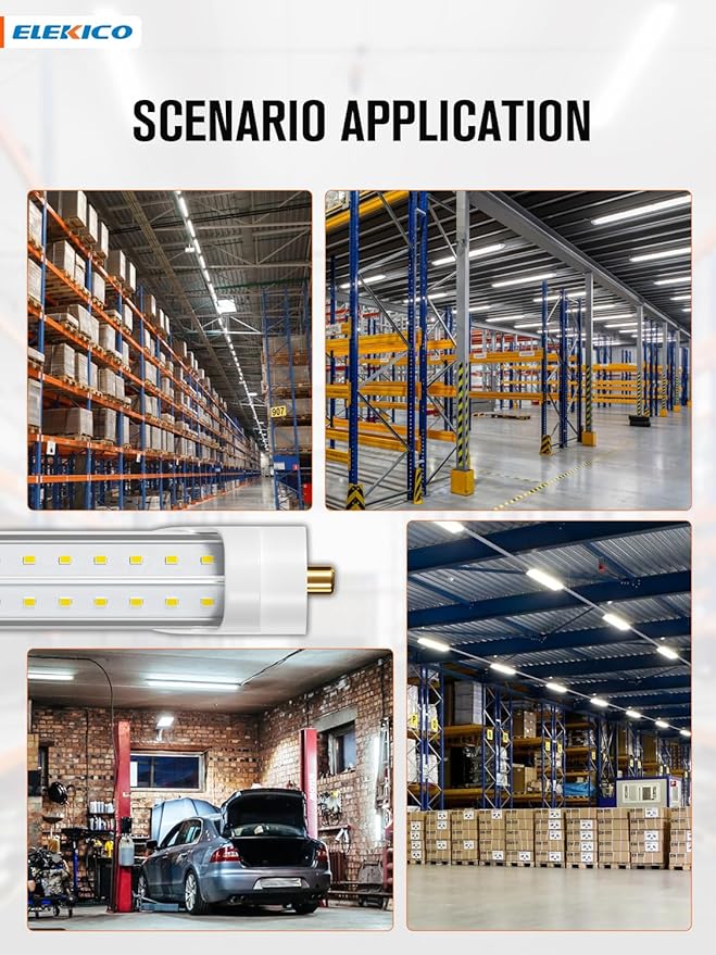 75w 8ft Led Bulbs, 9500lm 5000k 8' Led Bulb, V Shaped Clear Cover T8 Led Tube Lights 8ft, T8 Led Bulbs 8 Foot, 8' Led Replacement for T8 T10 T12 F96t12 Fluorescent Tubes
