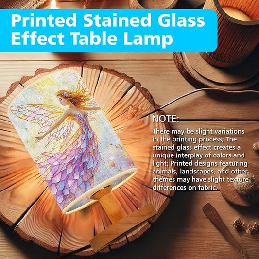 Enchanting Flower Fairy Table Lamp LED 3-Color Pressed Bedside, Enchanting Flower Fairy Shade Lamp with Wood Base for Bedroom Living Room Desk Office TL01