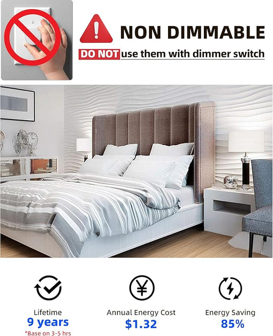MASTERY MART A19 LED Bulbs 60 Watt Equivalent, 9W Non-Dimmable, Flicker-Free, 800 Lumens, Bright Daylight White 5000K, E26 Base, 10000 Hours, Energy Saving, Bright for Living Room, Bedroom, 12 Pack