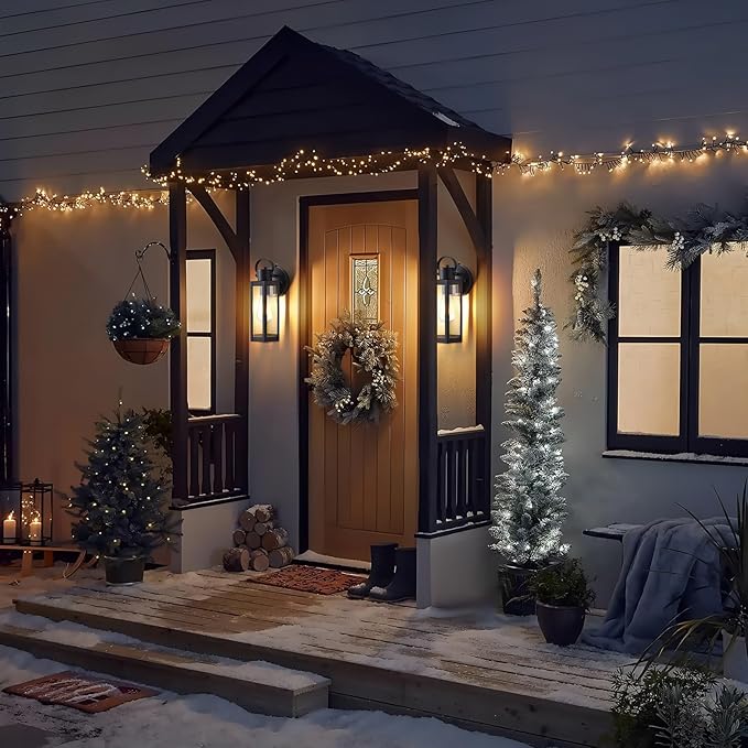 Dusk to Dawn Outdoor Lighting Fixtures, Black Waterproof Sconce Outside Lamp Exterior Wall Sconce Front Door Porch Wall Mount Light Fixtures Anti Rust Wall Lantern for Garage Doorway