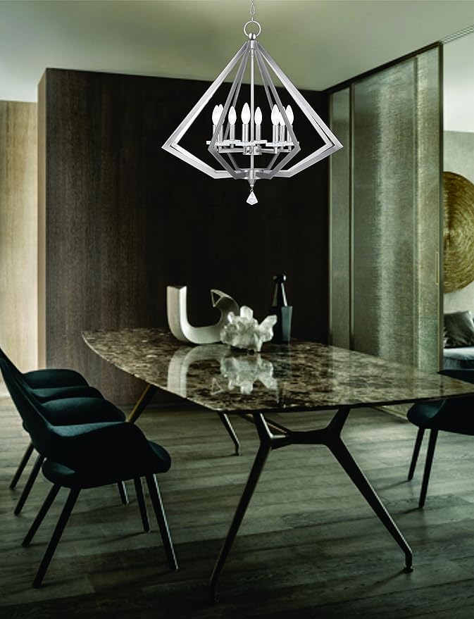 Livex Lighting 50668-91 Diamond 8-Light Chandelier, Brushed Nickel