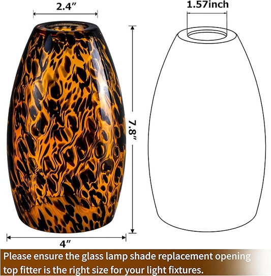GO&SO 3pc Black-Yellow Pendant Light Shade,Fitter 1.57 ",Height 7.8 ",Max Diameter 4 ",Hand Blown Art Glass Pendant Light Fixtures Only,Oval Replacement Lamp Shades Glass Pendant Lights Kitchen Island