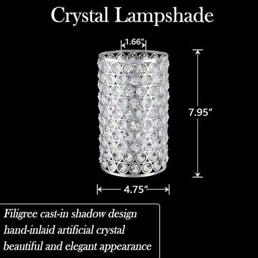 Doraimi Lighting 3 Pack Polyhedral Crystal Metal Pendant Ceiling Chandelier Wall Sconce Lamp Replacement Covers Shade Fixture Chrome Finish,1.66" Fitter Size,7.9" high*4.8" Diameter
