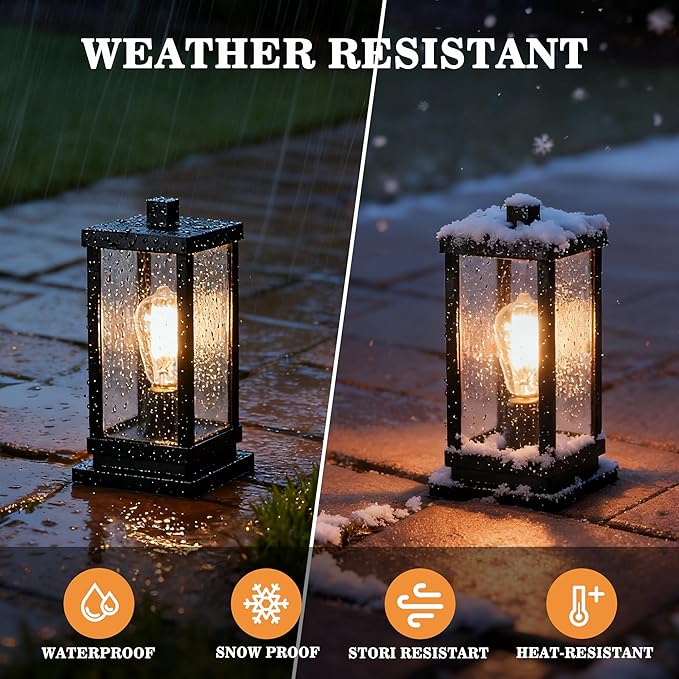 Outdoor Post Light Fixture, Hardwired Aluminum and Clear Glass Lamp Post Lantern, Waterproof Exterior Light for Yard, Driveway, Garden, Gate Pillar,E26 Base (Bulb Not Included)