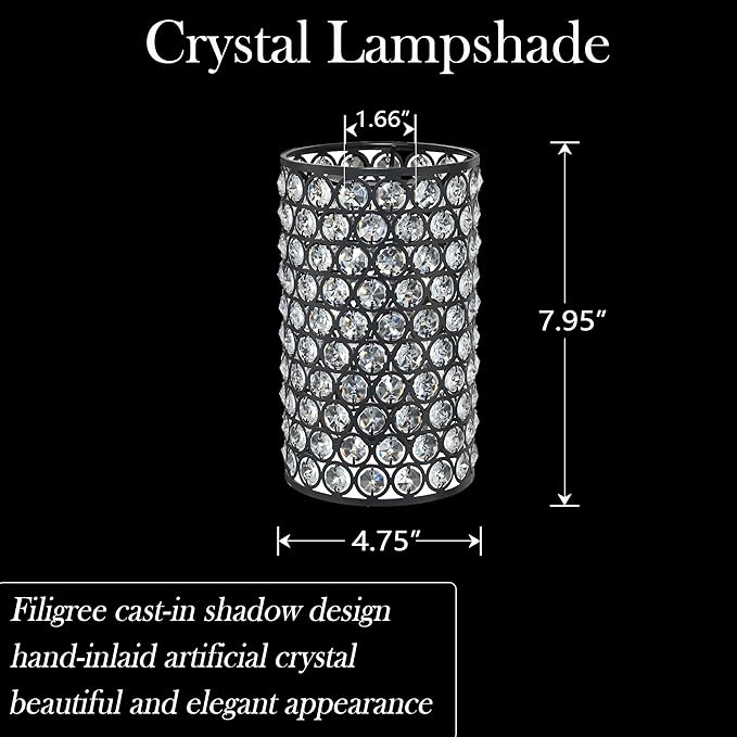 Doraimi Lighting 3 Pack Polyhedral Crystal Metal Pendant Ceiling Chandelier Wall Sconce Lamp Replacement Cover Shade Fixture Black Finish,1.66" Fitter Size,7.9" high*4.8" Diameter