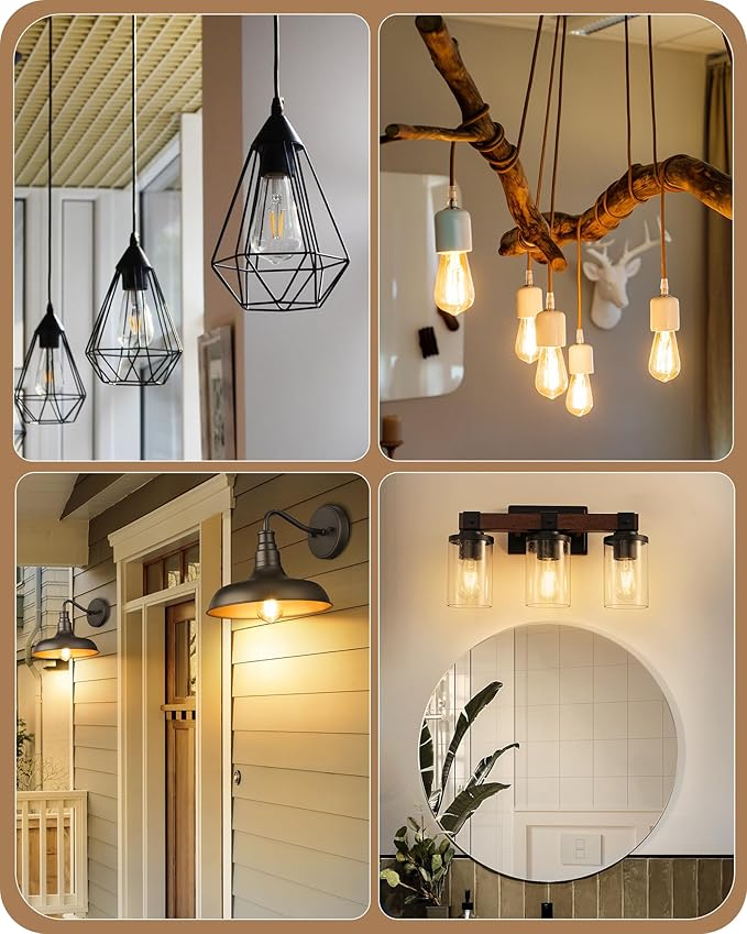EDISHINE 6 Pack Vintage LED Edison Bulbs 8W Equivalent 60W, ST64 Dimmable Led Light Bulbs, 700LM 2700K Warm White Light E26 Base, Decorative Antique LED Filament Bulbs for Home and Commercial