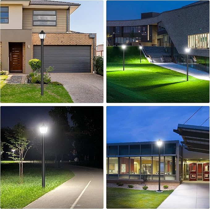 BBESTLED 10Pack LED Post Top Light, 80W 60W 48W Adjustable LED Pole Area Lights with Dusk to Dawn Photocell, 3/4/5000K, ETL DLC Listed Outdoor Post Lights for Garden Yard, IP65 Waterproof AC100-277V