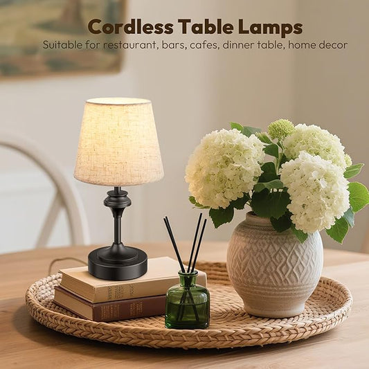 NIORSUN Portables Cordless Table Lamp, 10.2" Battery Operated Lamp, Bedside Table Lamp with Warm White Color,3 Way Dimmable Touch Desk Lamp for Bedroom Living Room Restaurant Black