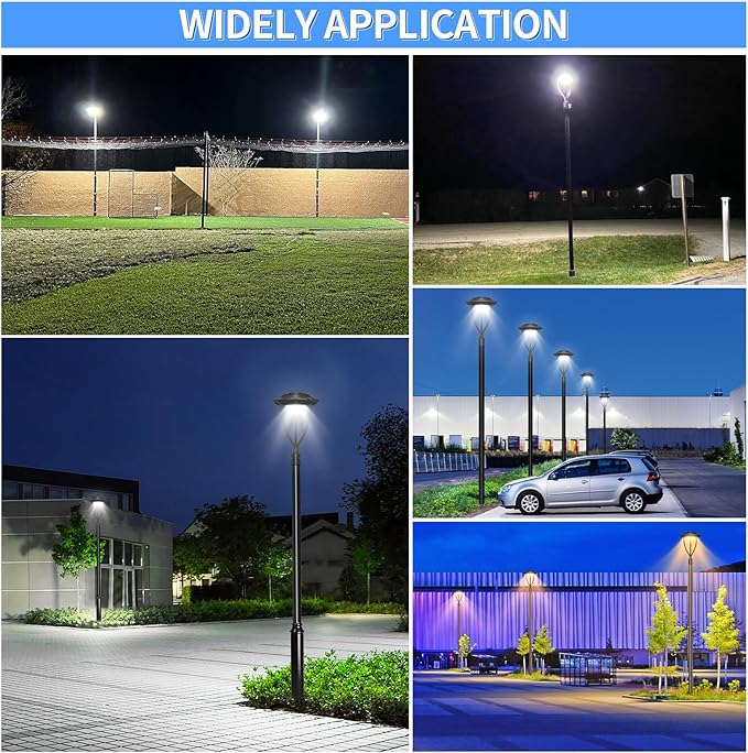 LED Post Light 100W 80W 60W, Outdoor LED Post Top Light 3000K 4000K 5000K Adjustable, 14000LM ETL DLC Listed Pole Light with Photocell, IP65 Commercial Post Lighting for Parking lot Yard, AC100-277V
