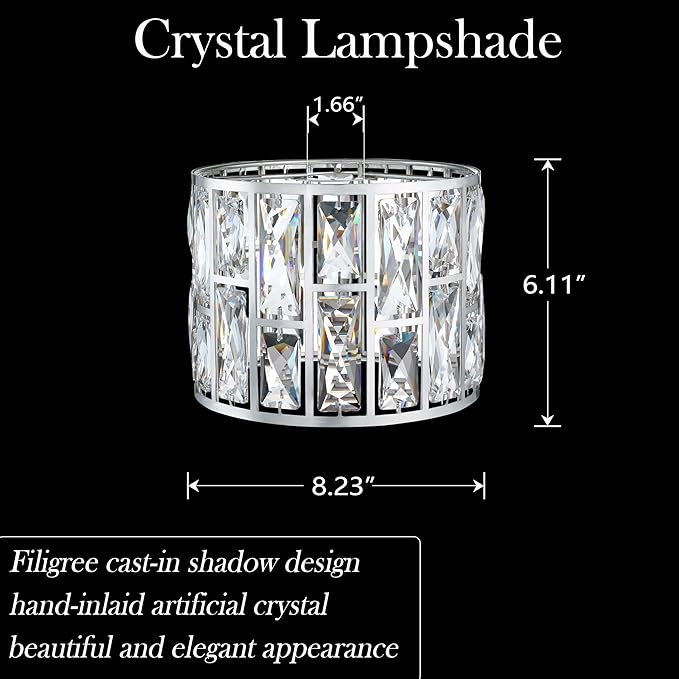 Crystal Metal Pendant Ceiling Chandelier Wall Sconce Lamp Replacement Covers Shade Fixture Brushed Nickel Finish D8.3"*H6.1"