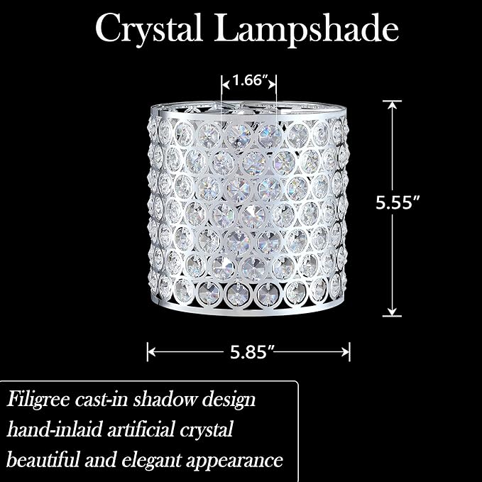 Crystal Replacement Cover Chrome Shade Fixture 3 Pack Metal Pendant Ceiling Chandelier Wall Sconce Lamp 1.66" Fitter Size,5.6" high*5.9"diameter