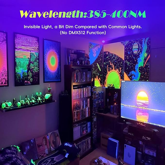 150W LED Black Lights, Blacklight Floodlight 395nm, Waterproof Purple Black Light Flood Light Fluorescent Lights Lamp for Paint, Party, Halloween Decor (3 Pack)