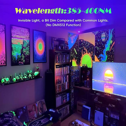 300W Black Light, LED Blacklight with US Plug & Switch, Black Lights for Glow None Party, Halloween, Body Painting, Fluorescent Painting, Tapestry (3 Pack)