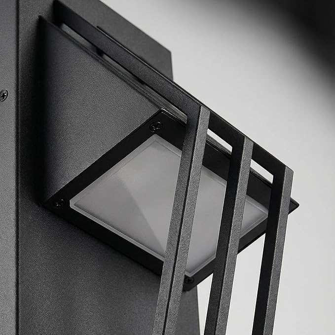 Hyunbae Outdoor Wall Sconce,17.7inch Modern Exterior Lighting Fixture Waterproof, 10W Dimmable LED Outdoor Porch Lights for House Garage Patio, Black, 3000K