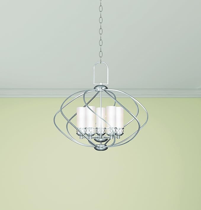 Livex Lighting 4725-91 Chandelier with Hand Blown Satin White Glass Shades, Brushed Nickel
