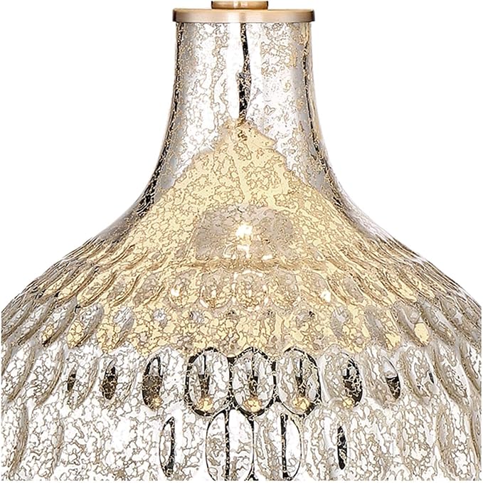 360 Lighting Waylon Modern 3-Way Table Lamp 28" Tall with Table Top Dimmer Mercury Glass Dimpled Textured Off White Drum Shade for Bedroom Living Room House Home Bedside Nightstand