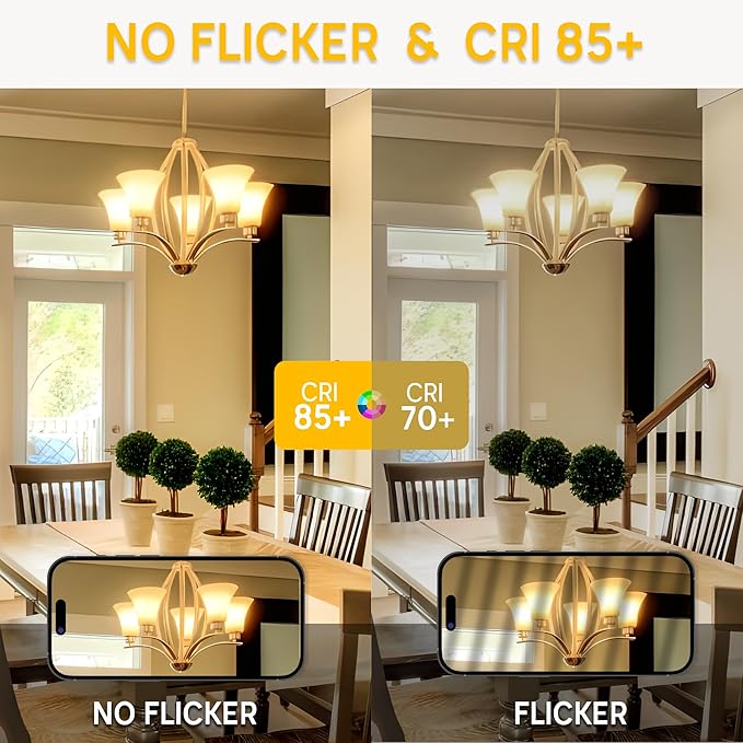 E12 LED Light Bulb Dimmable, 6W Equal 60 Watt Candelabra Bulb A15 LED Bulb for Ceiling Fan,Chandeliers,Wall sconces Warm White 3000K,12-Pack