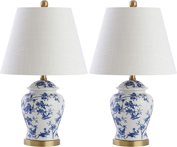JONATHAN Y JYL3005A-SET2 Set of 2 Table Lamps Penelope 22" Chinoiserie Classic,Cottage,Traditional,for Bedroom, Living Room, Office, College Dorm, Coffee Table, Bookcase, Blue/White