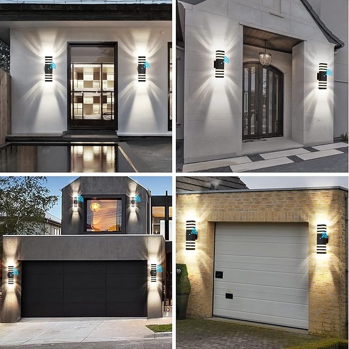 Modern Outdoor Wall Lights Exterior, Dusk to Dawn Outdoor Lighting, Exterior Light Fixture Warm White 14W IP65 3000K 1200LM Aluminum Porch Lights for House Garage Patio,2 Pack