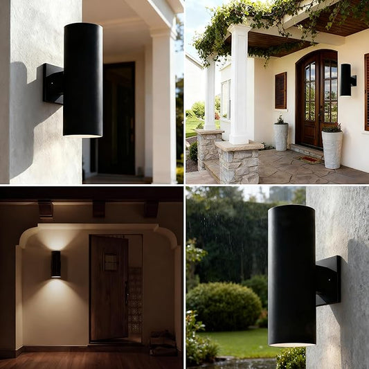 Modern Outdoor Wall Lights,Stainless Steel, 23W 3000K Integrated LED Cylinder Up Down Wall Sconce Porch Lighting IP65 Waterproof Patio Wall Light Fixture for House Porch Entryway
