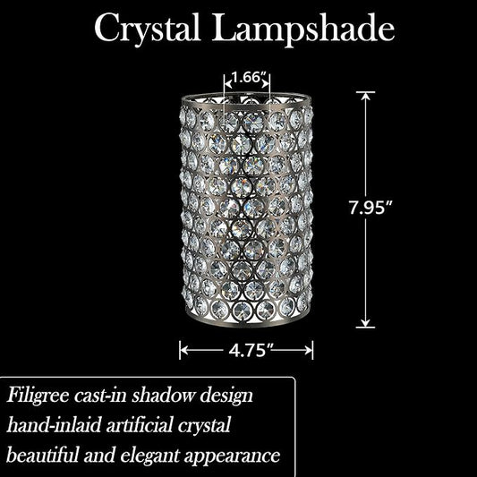 Doraimi Lighting 3 Pack Polyhedral Crystal Metal Pendant Ceiling Chandelier Wall Sconce Lamp Replacement Covers Shade Fixture Antique Nickel Finish,1.66" Fitter Size,7.9" high*4.8" Diameter