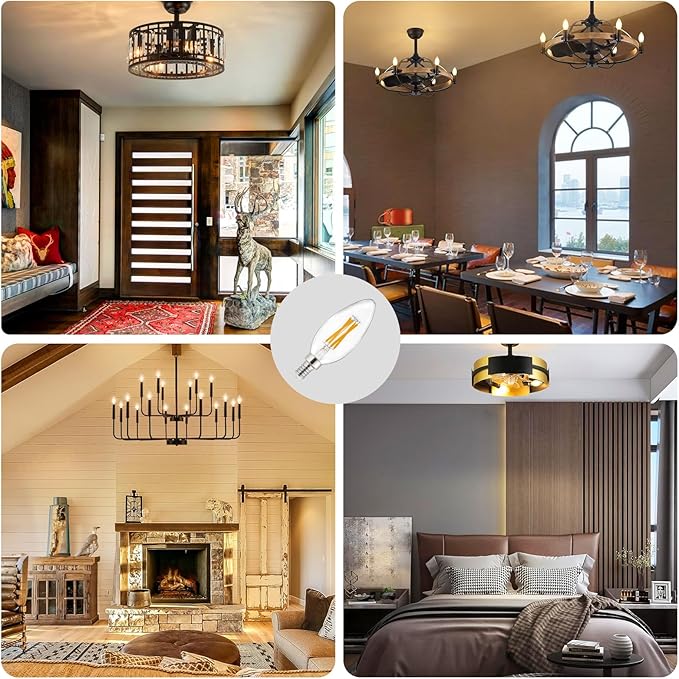 Depuley LED Light Bulbs E12: Candelabra Candle Light Bulb 4W Equivalent 40W Incandescent - LED Chandelier Light Bulbs 2700K Soft White - C35 Clear Filament Bulb E12 Base 500 LM 90+ CRI 24 Pack