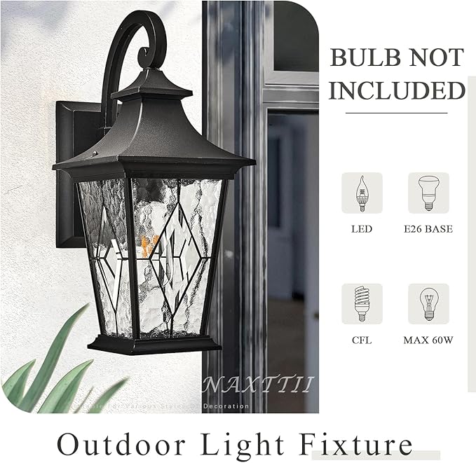 Porch Light Outdoor Modern Outside Sconce Lights in Black Finish 18 Inch Large Garage Outdoor Wall Lamp for House Garage and Entryway