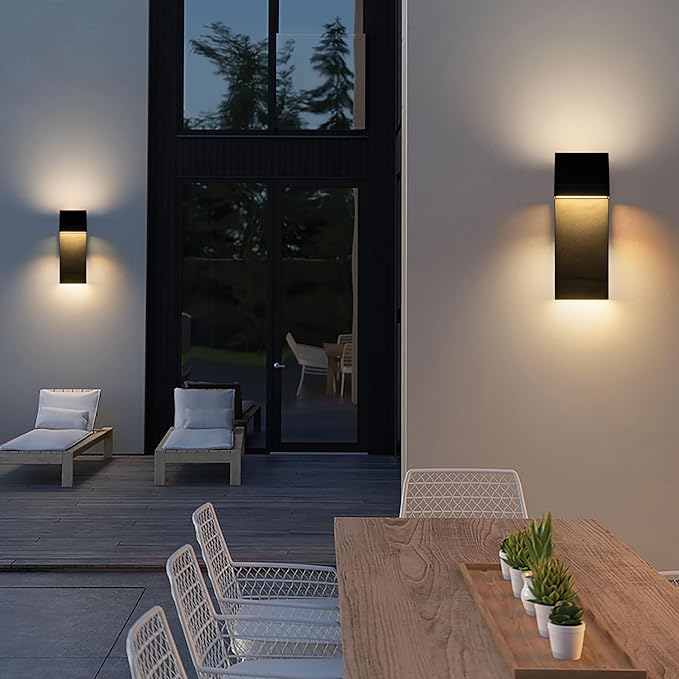 Modern LED Outdoor Wall Sconce Twins Integrated LED Outdoor Wall Mount,Anti Rust Textured Black Suit for Wet Locations and All Rooms,Easily Installed in Any Direction.Bulb Included.