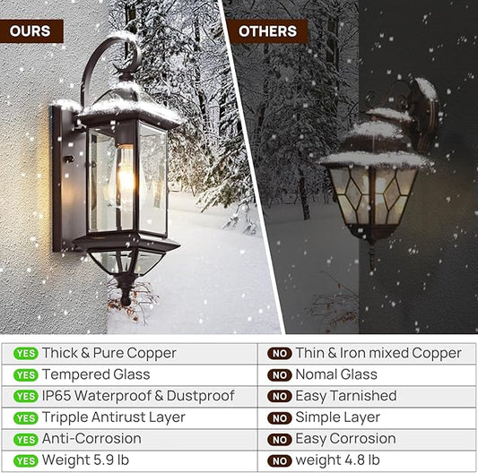 Outdoor Light Fixture 18.5" H Porch Light Oil Rubbed Bronze Outdoor Wall Lights with Clear Glass Waterproof Outside Lights for House Patio Garage Frontdoor 1 Pack Bulb Not Included
