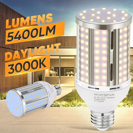 6 Pack 44W 3000K LED Corn Light Bulb,(390 Watt Equivalent) E26/E39 Medium/Large Mogul Base LED Cob Lamp Warm White 5,900LM for Outdoor Indoor Garage Warehouse Factory Workshop Street Backyard