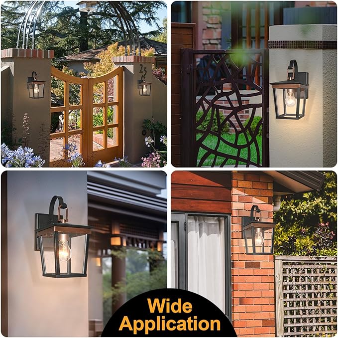 ALVIME Outdoor Wall Light Fixtures, 11 Inch 2 Pack Copper Waterproof Outdoor Sconce Lights, Exterior Wall Lanterns, Porch Outside Lighting for Entryway, Backyard, Patio, E26 Base, Clear Seeded Glass