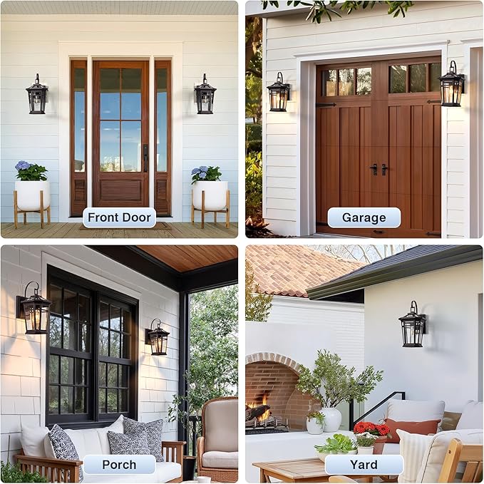 VIANIS Large Exterior Lighting Fixtures with Dawn to Dusk Sensor, Oil-Rubbed Bronze Front Porch Light, Waterproof ORB Outdoor Light Fixture, Aluminum Outside Wall Sconce for Garden, Entryway, Doorway