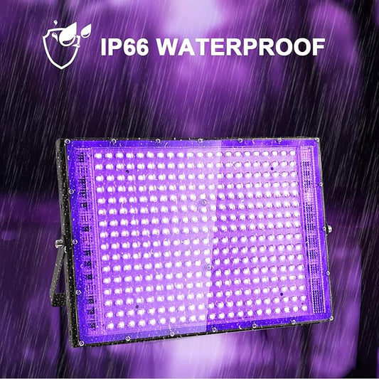 2 Pack 300W Black Lights, Blacklight Flood Light with Plug and Switch,for Glow Party, Black Light Party, Halloween, Body Paint, Neon Glow, Fluorescent Poster, Stage Lighting