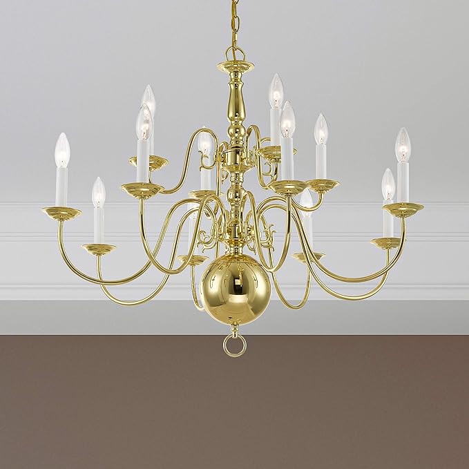 Livex Lighting 5014-02 Williamsburgh 12-Light Chandelier, Polished Brass