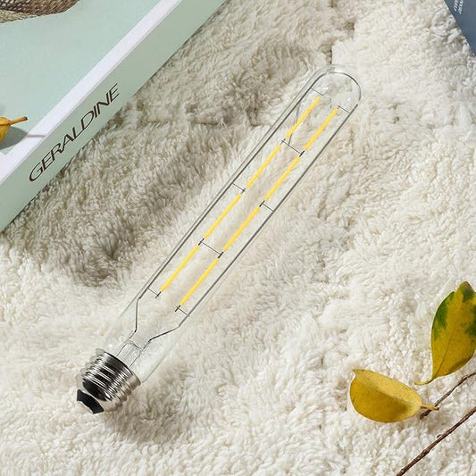 Leools 8W Dimmable Edison Led Tubular Bulb T10/T30,75 Watt Incandescent Bulb Equivalent, T10 Tube Edison Style LED Filament Bulb, 4000K Daylight Glow,8.9inch(225mm),4-Pack.