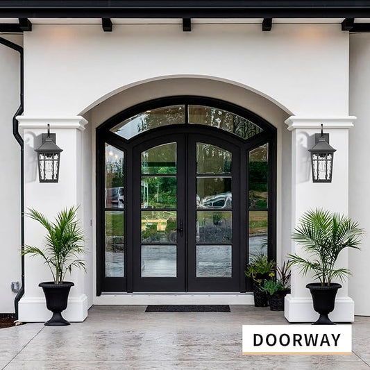 Darkaway Large Outdoor Wall Lights for House, 18inch Exterior Lighting Fixtures Wall Mount Outdoor Porch Lights Waterproof Black Outside Sconce Lights with Water Ripple Glass for Patio Hallway Garage