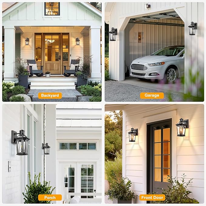 VIANIS Motion Sensor Exterior Light Fixture, 2 Pack Dusk to Dawn Outdoor Light Wall Mount, Anti-Rust Aluminum Outside House Lights, Farmhouse Coach Lantern for Porch, Entryway, Garage, Front Door