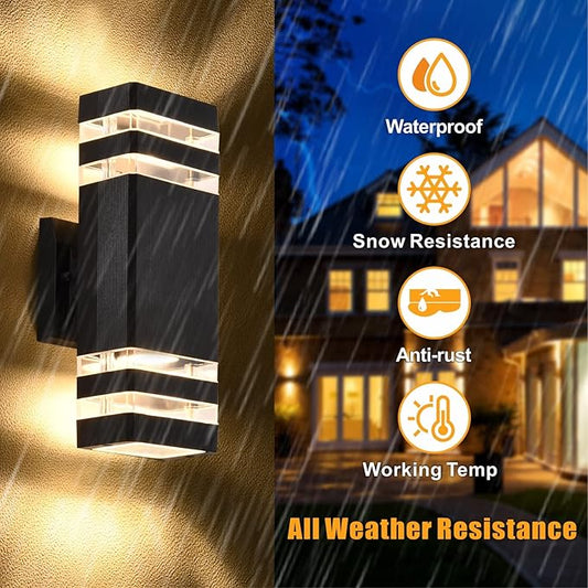 DASTOR 2 Pack Outdoor Wall Lights, Up and Down Porch Lights Outdoor Wall Mount Light Fixture, Aluminum Waterproof Exterior Lights for House Porch Garage