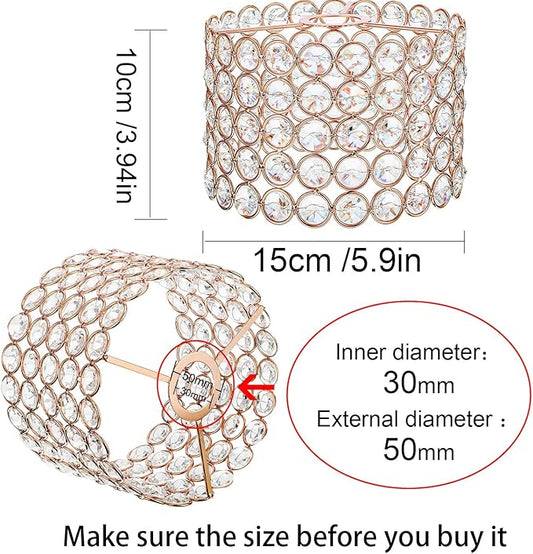 Boao Crystal Lamp Shade Ceiling Light Shade Chandelier Lampshade Fitting for Living Room Bedroom Bathroom Wedding Centerpiece Event Party, Warm White, Bulb Not Included(5.9 x 5.9 x 3.94 Inch,Gold)