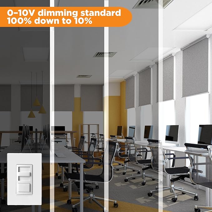4FT LED Strip Light, 45W/38W/34W Selectable, 3500K/4000K/5000K CCT Tunable, 120–277V, 130 LM/W, 0–10V Dimmable, DLC 5.1S, UL Listed, Commercial Linear Fixture