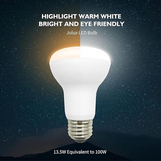 Jolux 10 Pack BR20 LED Bulbs Dimmable, 1470 Lumens, 3000K Warm White, 100W Equivalent to 13.5w, CRI82, Medium Screw Base E26, Indoor Flood Light